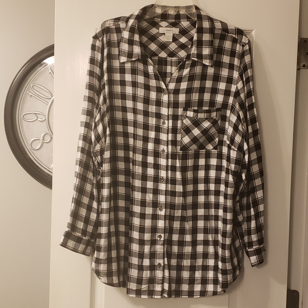 CJ Bank checkered black and white shirt size 2X
